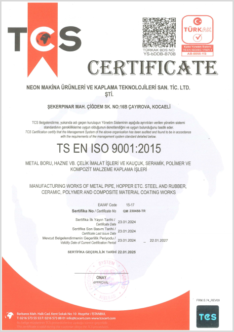 Neon Makina Sertifika 2